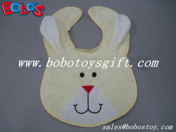 Quality 13"Wholesale Baby Items Plush Embroidery Beige Rabbit Baby Bibs for sale