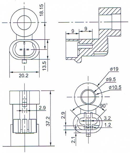 Dimension of BB09515006 Solenoid Valve Coil :