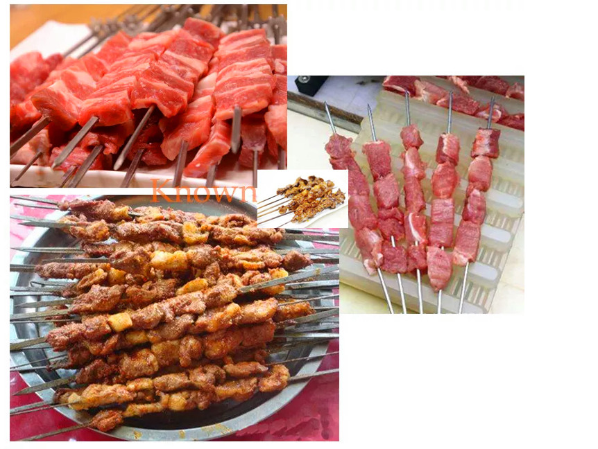 OEM Automatic Meat Skewer Machine 1.5KW SS Beef Chicken Kebab Making Machine