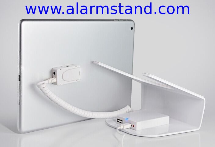 COMER anti-theft cable locking Security safe display tablet stand with alarm sensor and charging cord