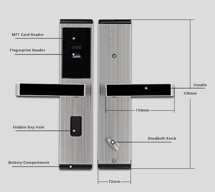 IC Card Security Fingerprint Lock , Stainless Steel Smart Fingerprint Lock