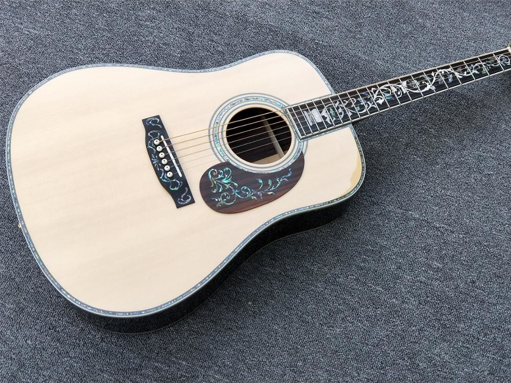41 inch acoustic guitar,Real Abalone inlays and binding,Ebony fingerboard,Factory Custom Solid spruce top Classic Guitar