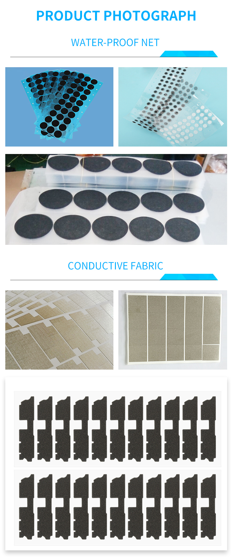 Panton Color Conductive Fabric Die Cut EVA With Double Sides Strong Adhesive