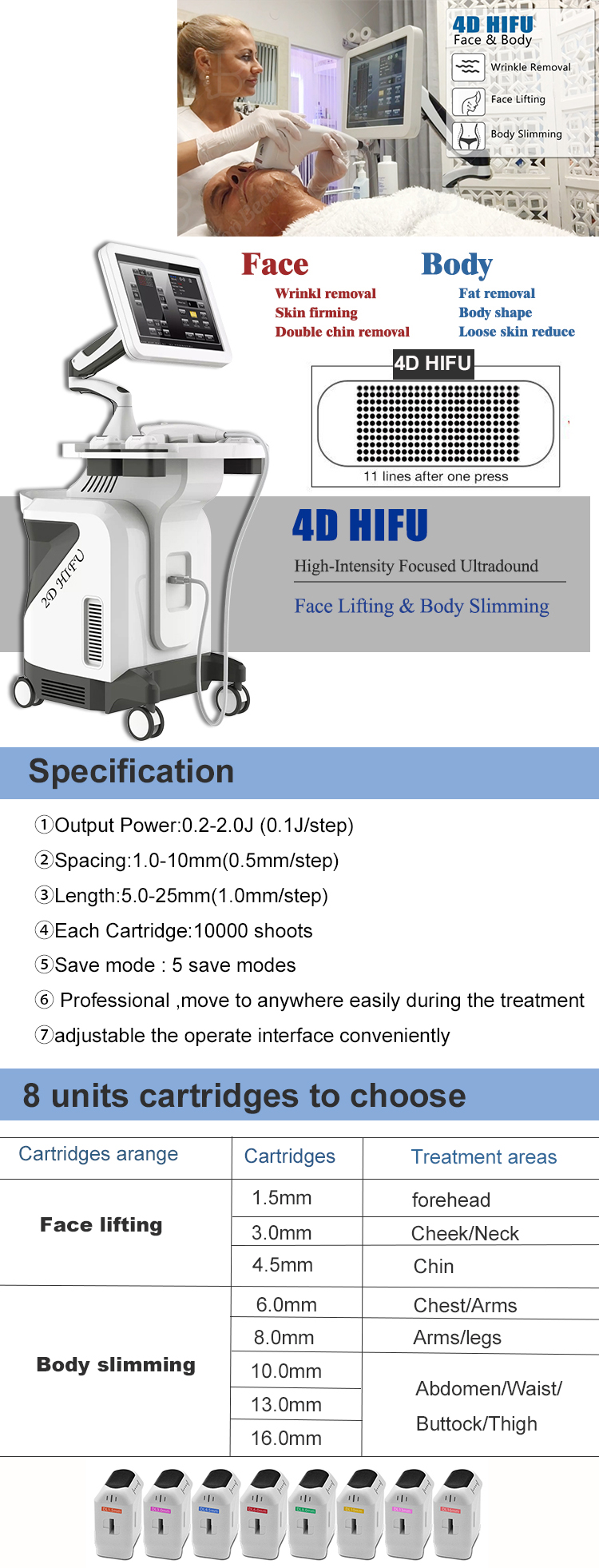 Vertical 3D Body Slimming Device Lifting Face Commercial