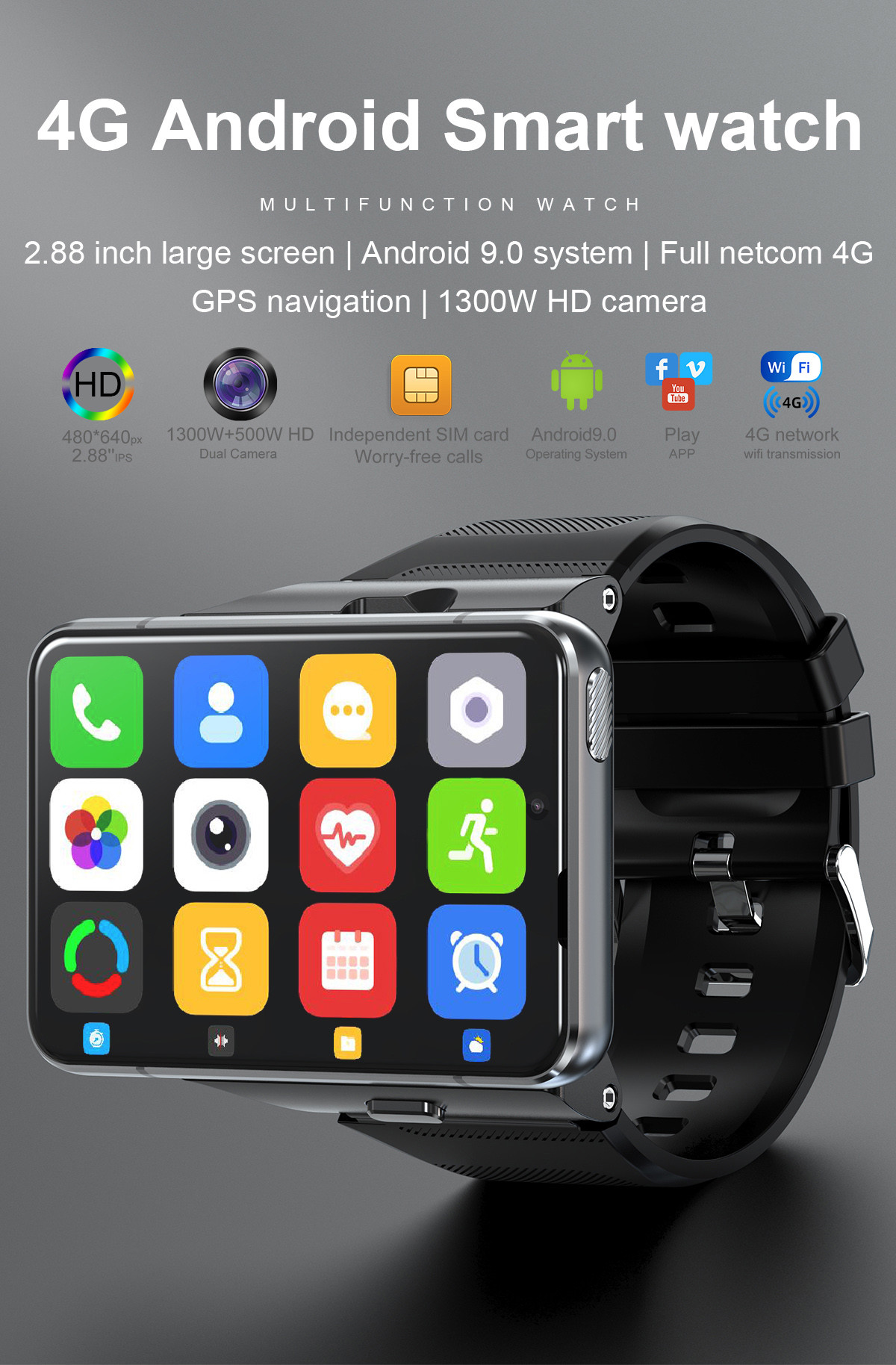 5G Smart Watch Big Screen 2.88 Inch 4G Android Smartwatch With Sim Card
