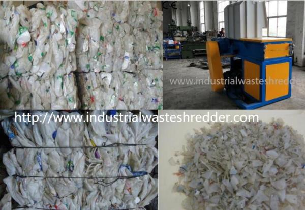 Large Capacity Plastic Bottle Crusher Machine , Double Shaft Scrap Glass Bottle
