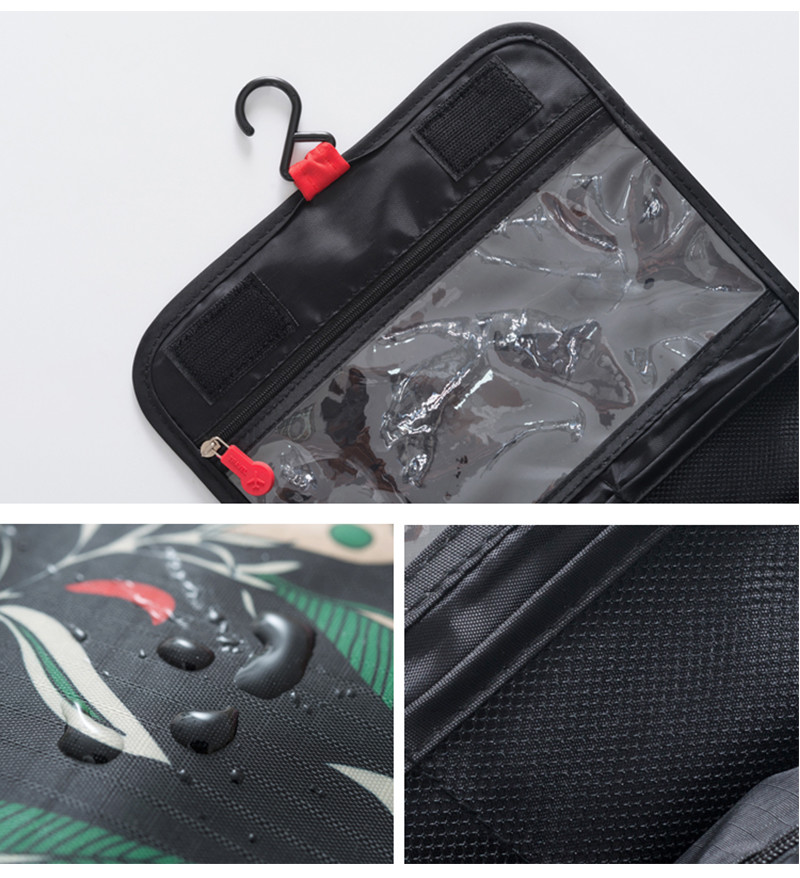 Portable Flower Printing Polyester Hanging Travel Makeup Bag