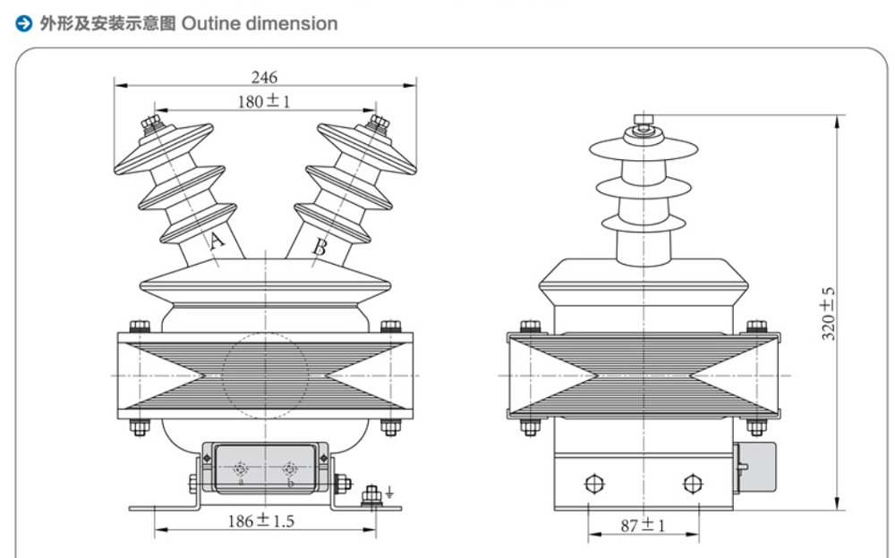 11KV Single-phase semi-closed full insulated casting type voltage transformer