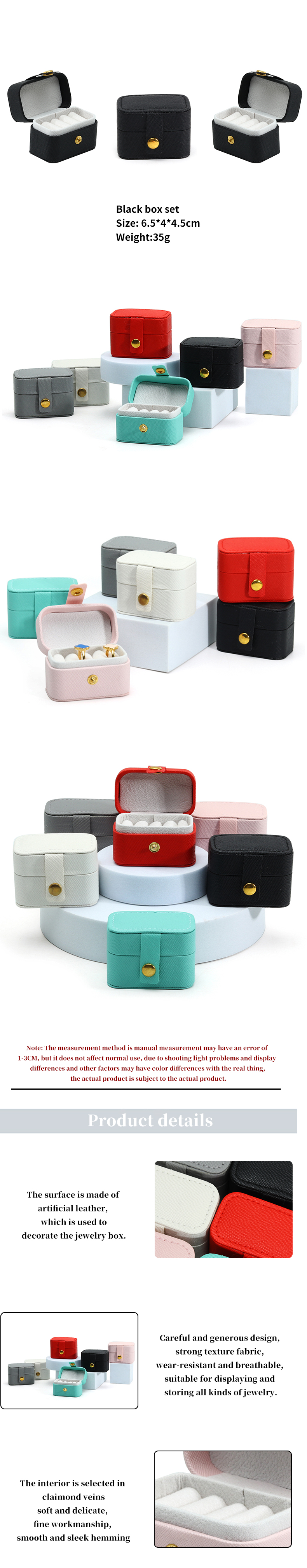 Leather Jewelry Case Portable Mini Travel Organizer for Ring Earring Necklace Storage