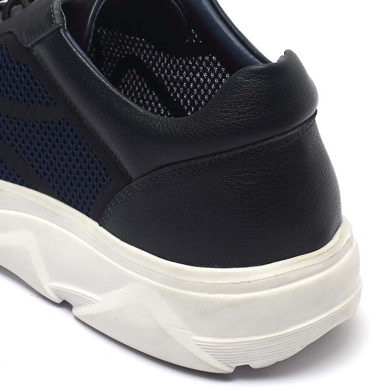 Breathable Navy Lace Up Anti Odor Mens Soft Leather Shoes