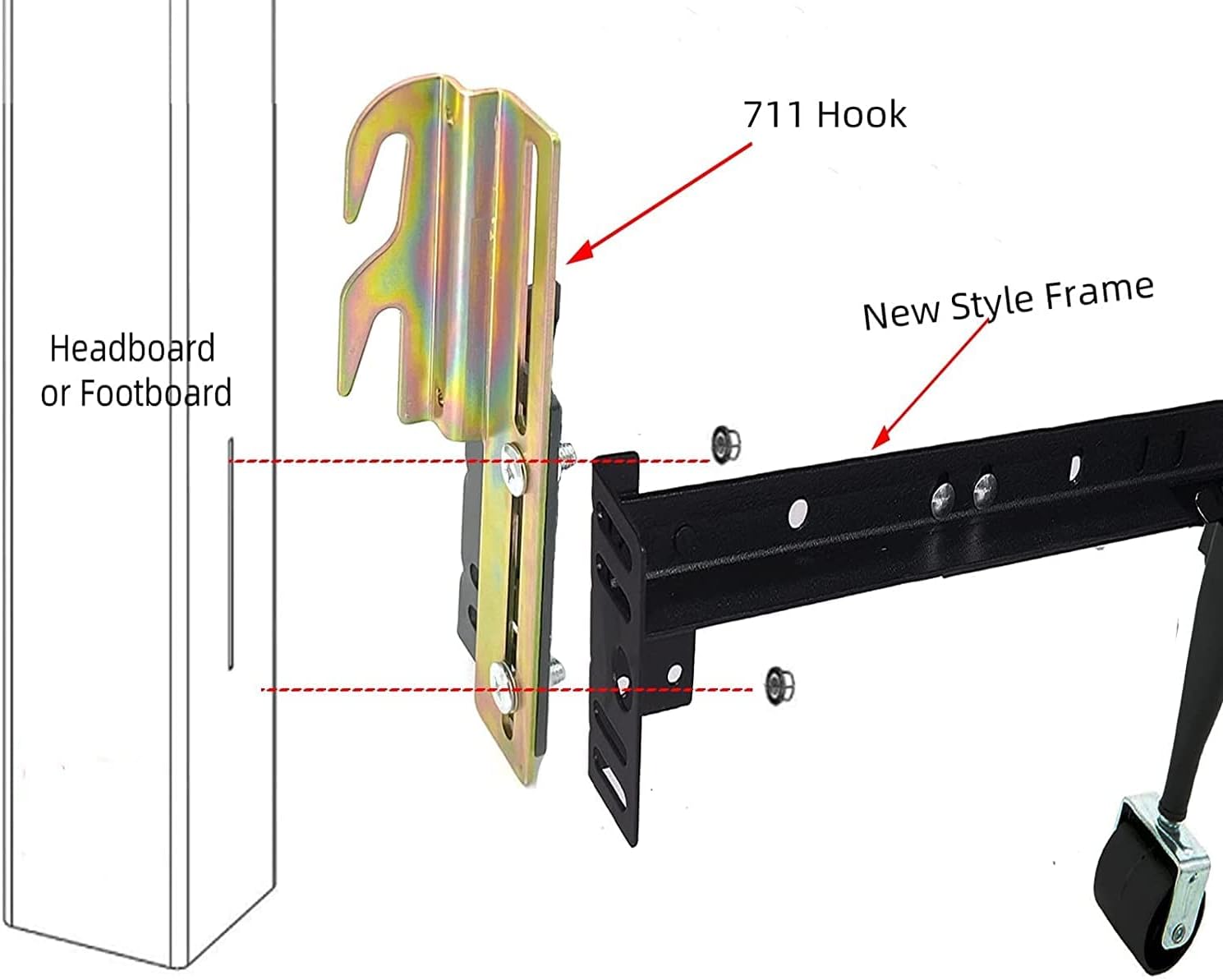 Hook on Bed Frame Brackets Customized Size Headboard Hook Set for Brass Bed Rails