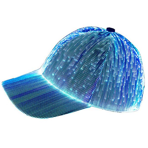 Quality Couple LED Glowing Hats Fiber Optic Flashing Caps USB Recharge for sale