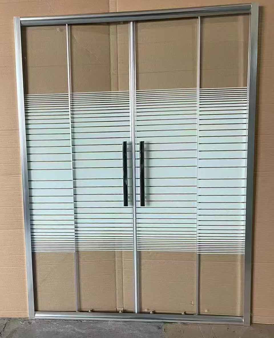 5/6mm Tempered White Stripes Safety Glassn With Chromed Alum Frame Screen