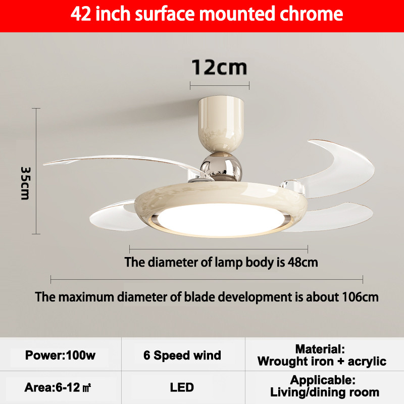 42 Inch Smart Luxury Indoor Fan Light , Modern Living Room Ceiling Fans With Bright Lights