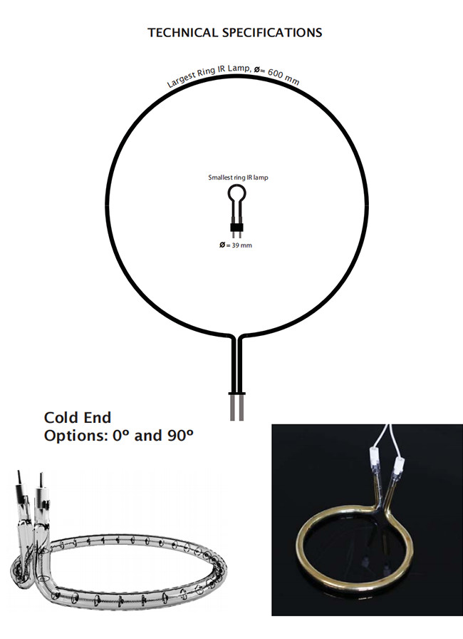 200-6000W Power Ring Quartz Infrared Lamps with Customized Gold Coated Single Tube Heating Accessories