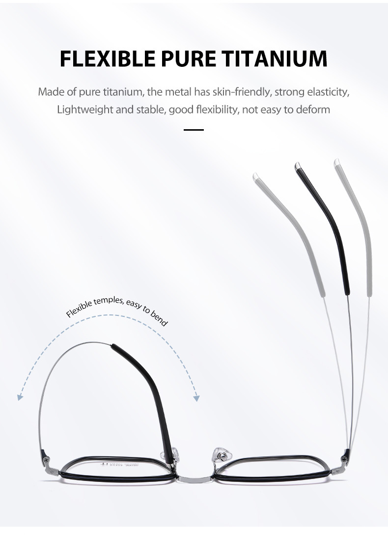 Men'S Black Acetate Glasses Optical Titanium Simple Design OEM