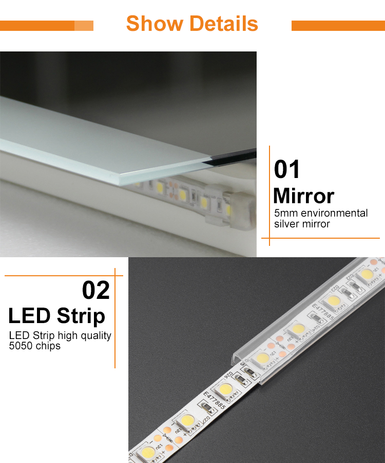 Decoration Illuminated Dressing Room Mirrors Wall Mounted Customized