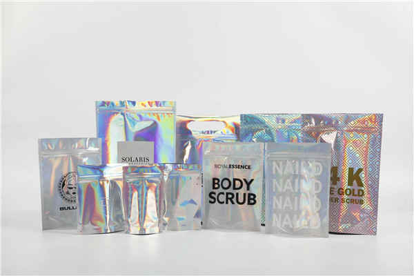 Holographic Stand Up Foil Pouches Aluminium Foil Mylar k For Gifts / Cosmetics