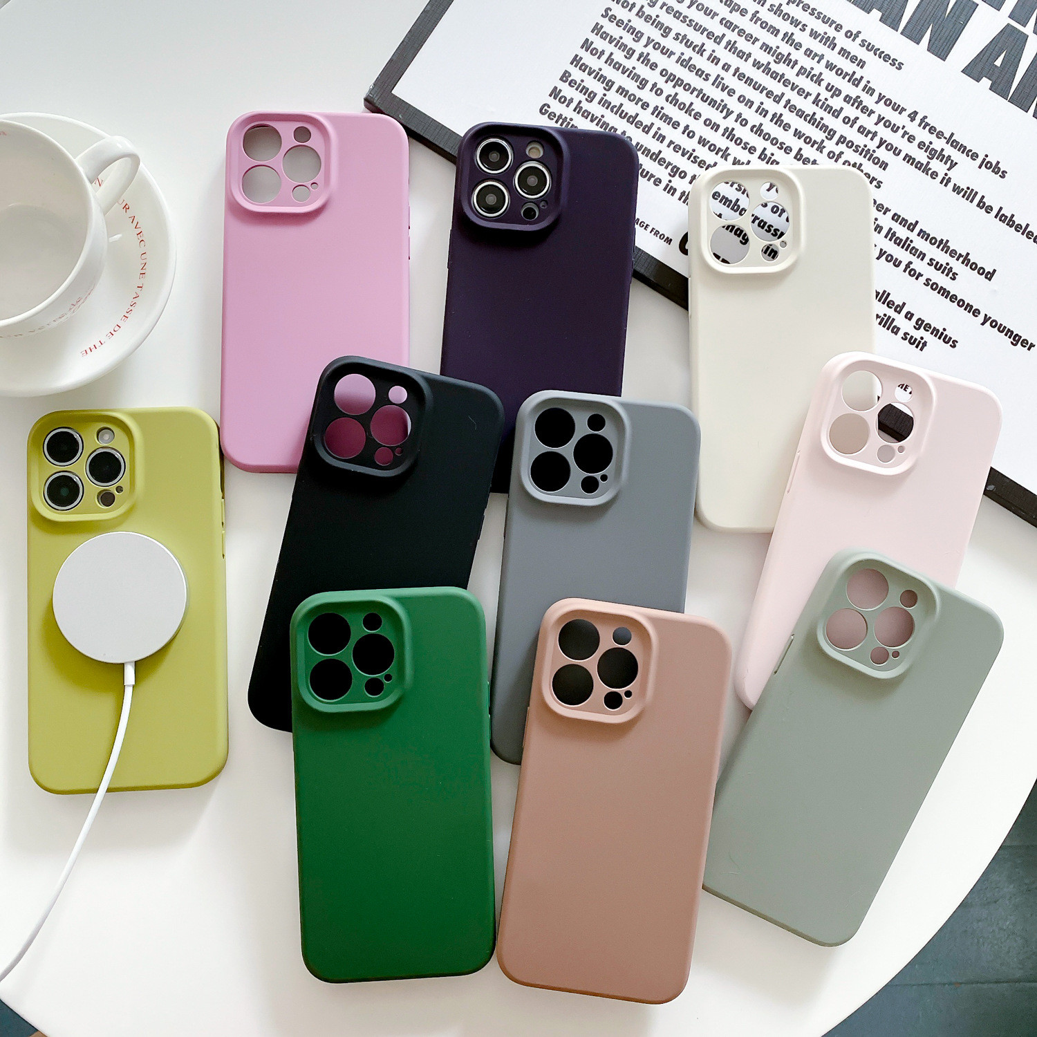 Custom Pink Soft Liquid Silicone Phone Case Super Strong Magnets For IPhone Case