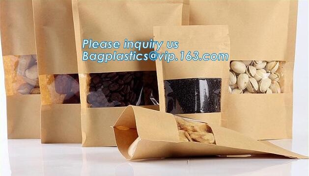 zipper. ziplock, Custom printed paper bread bags use for food packaging,Open Top Kraft Paper Laminated Foil Lined Flat B