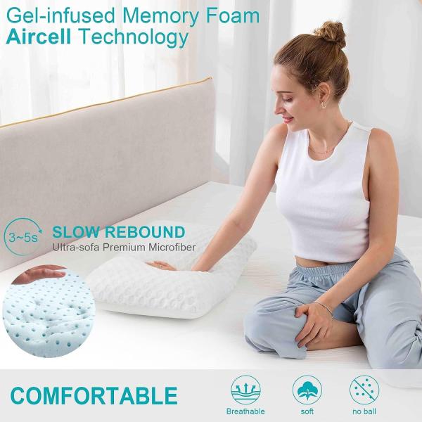 Adjustable Cooling Bed Pillows for Sleeping 2 Pack Queen Size Shredded Memory Foam Pillows