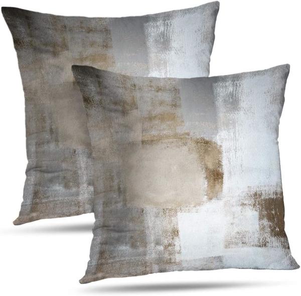 Set of 2 brown art pieces Contemporary decor Gray Home decor Hug pillowcase