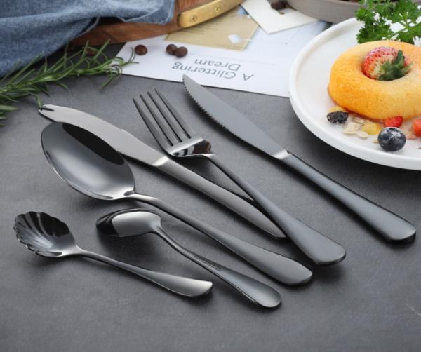 Stainless Steel Cutlery with Black Color/Flatware Set/Tabletop/Le posate