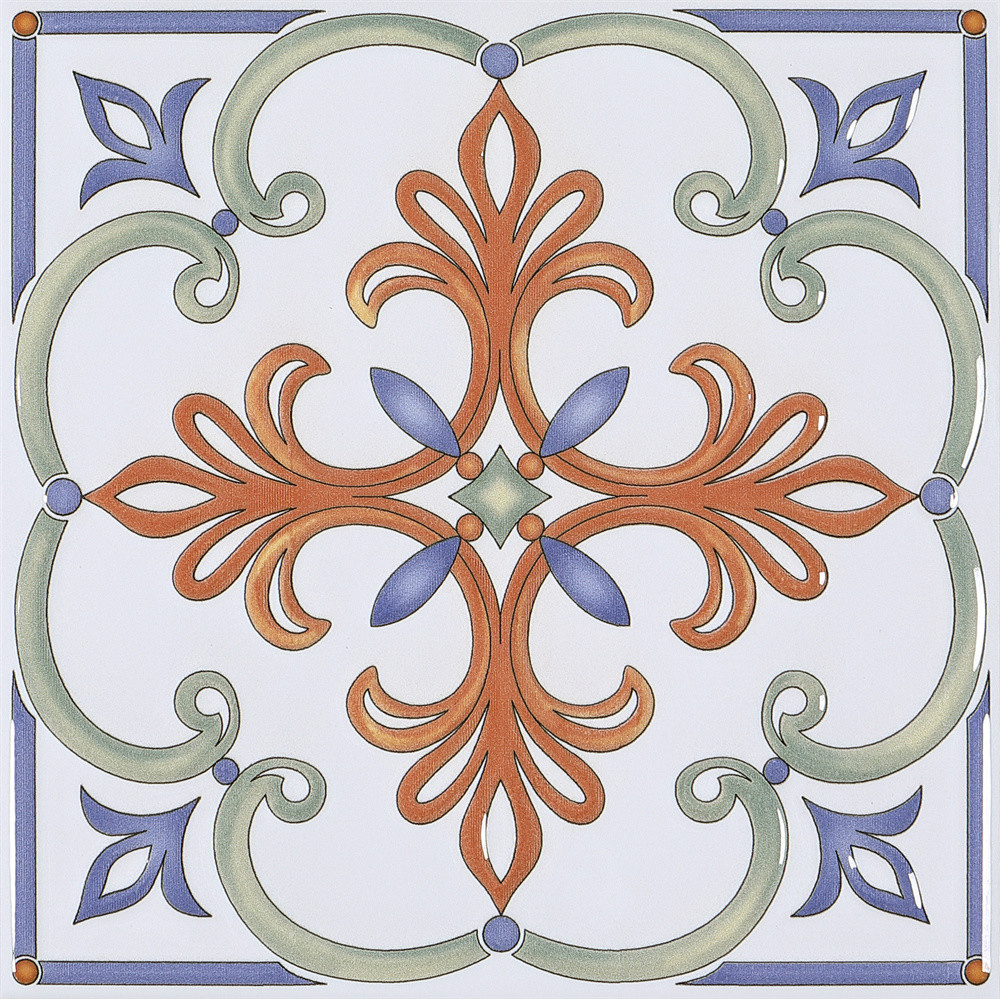 Non-Slip white 200x200mm Floral Floor And Wall Ceramic Rustic Tiles For Living Room And Restaurant