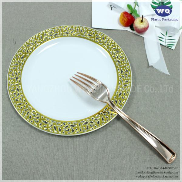 7.5'' Hot Selling Plastic Plate With Gold Rim, Factory Wholesale Bulk Wedding