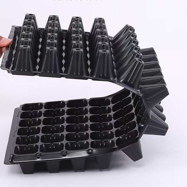 72 Cells 120G Thickness Nursery Plug Trays Black Plastic Pvc for Agriculture