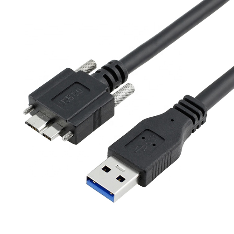 Super Speed Data 5Gbps Screw Locking Panel Mount Micro B 3.0 to USB 3.0 A Extension Cable