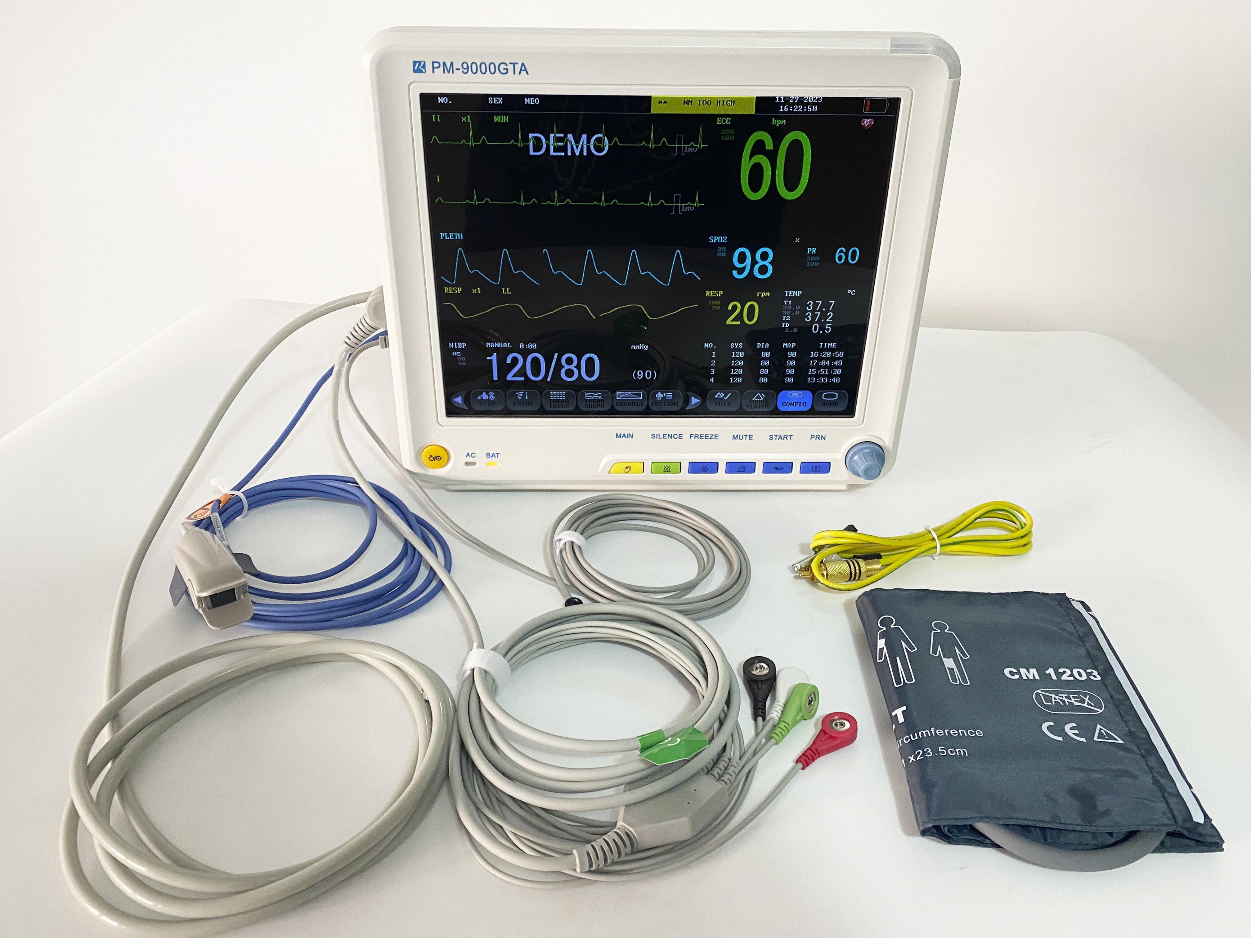 Hospital use stock NIBP ECG 12.1" multi-parameter monitor for analysis