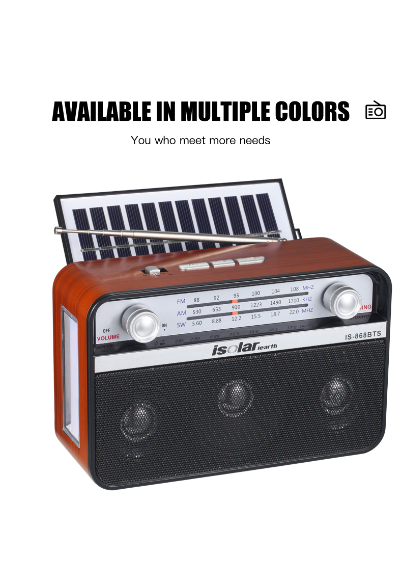 Portable Rechargeable Emergency Solar Radio Retro Radio SW AM FM 3 Multi Band Radio