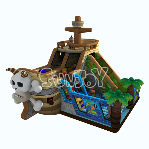 Pirate Ship 0.55mm Plato Inflatable Amusement Park For Kids