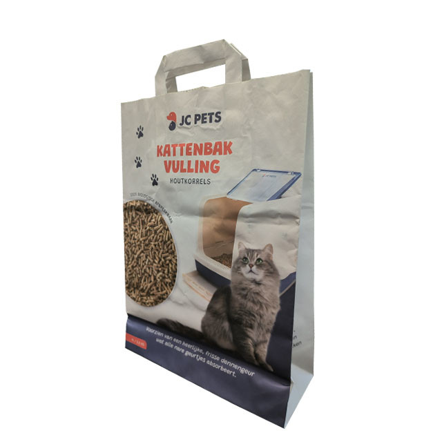 Biodegradable Kraft Paper Bags For Cat Litter Packaging Custom Print