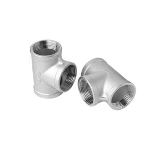 China Water Pipe End Connection Welded Stainless Steel Regular Tee with Female Thread on sale