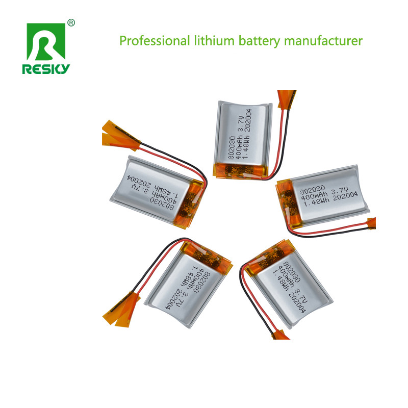 Compact 3.7v 400mAh Rechargeable Lithium Polymer Battery Power Lithium Ion Cell 802030 with Jst Connector
