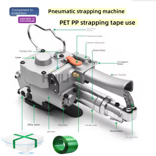 High-efficiency pneumatic strapping machine for PP PET straps handheld strapping