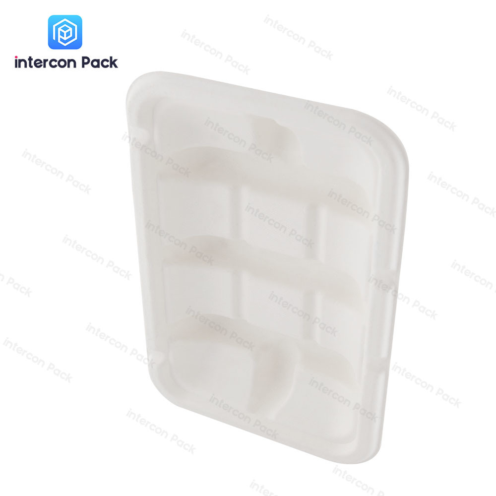 4 5 6 Compartment Pulp Food Containers Disposable Food Divider Tray