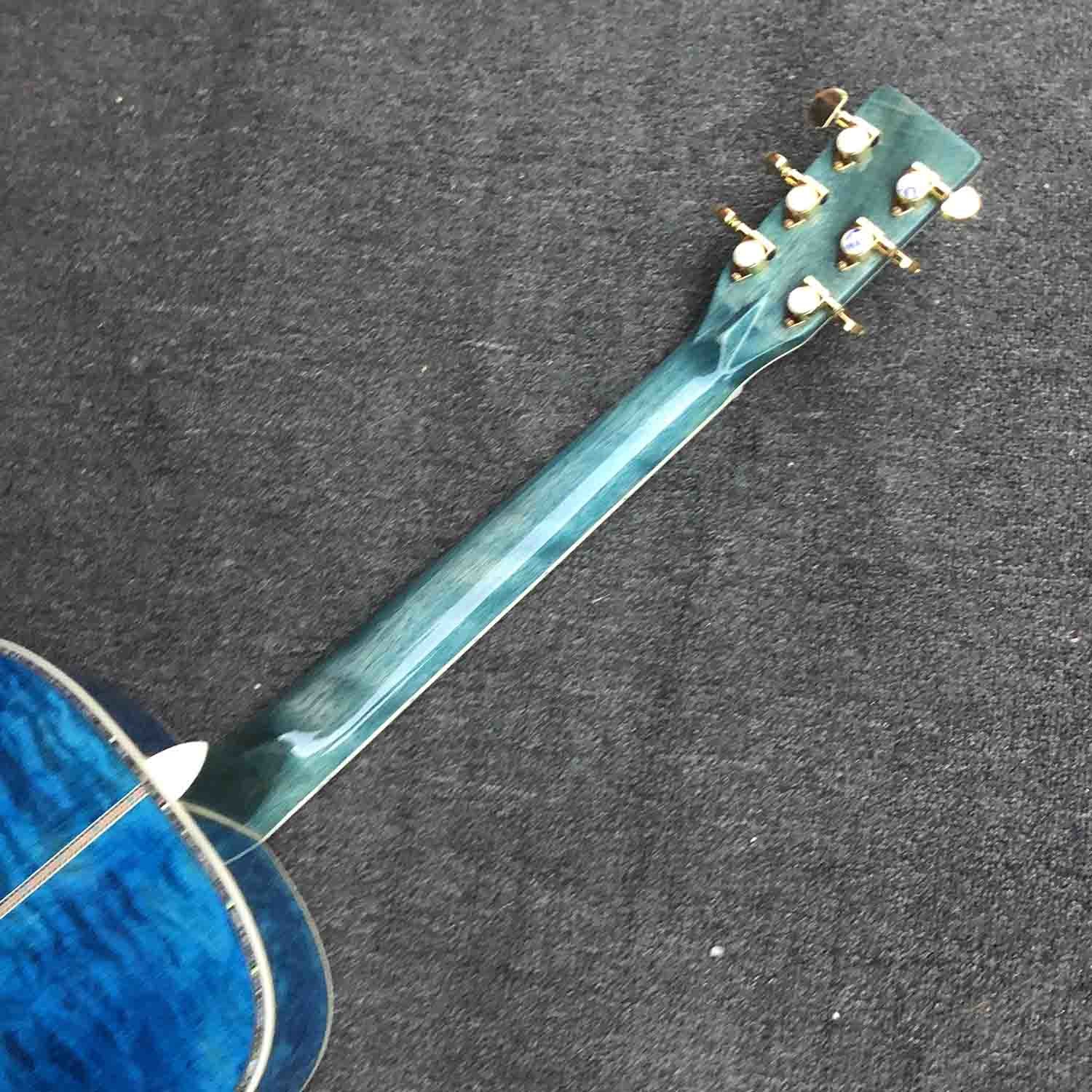 Custom OM Body Acoustic Electric Guitar Real Abalone Inlays Ebony Fingerboard Burst Maple Water Wave 301 Electronic