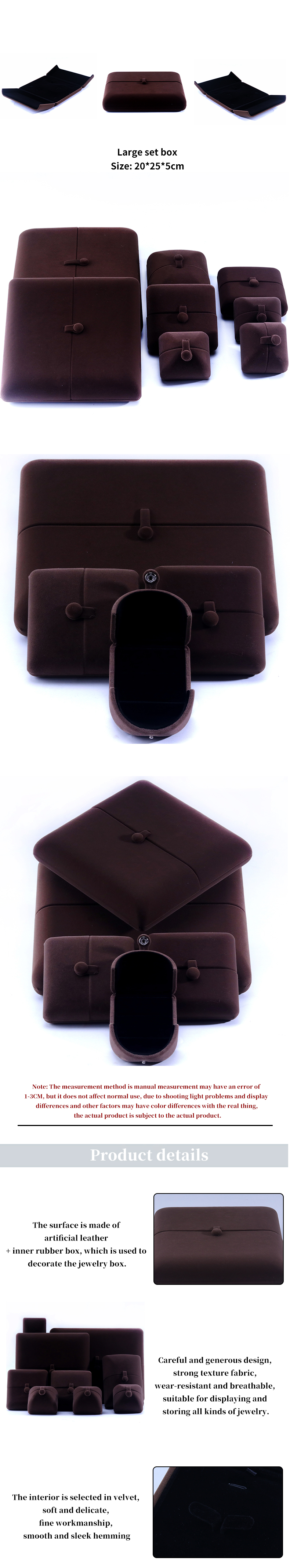 Rectangle Brown Velvet Jewelry Box for Hanhong Custom Logo Bracelet Earrings
