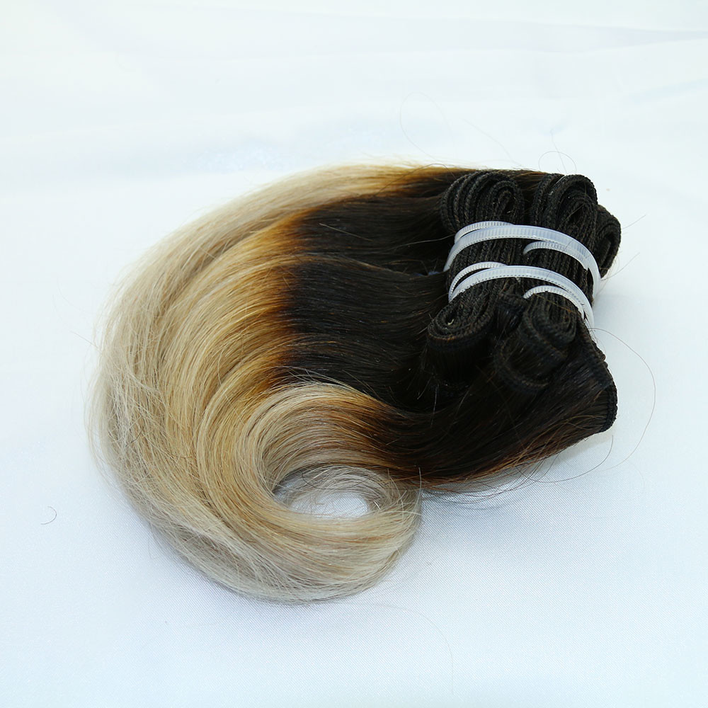 Fashion Style Brazilian Hair Ombre Gray Color Snail Curl Machine Hair Weft