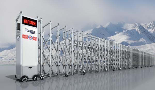 Trackless Government Entrance Electric Retractable Gate , Automatic Expandable