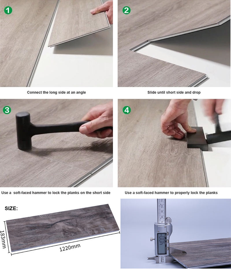1220x183mm 4mm Cement Vinyl Flooring High Abrasion GKBM DP-S82233