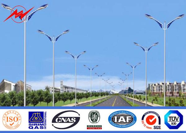 Single Arms Q235 Steel High Mast Street Lighting Poles Galvanized Street Light