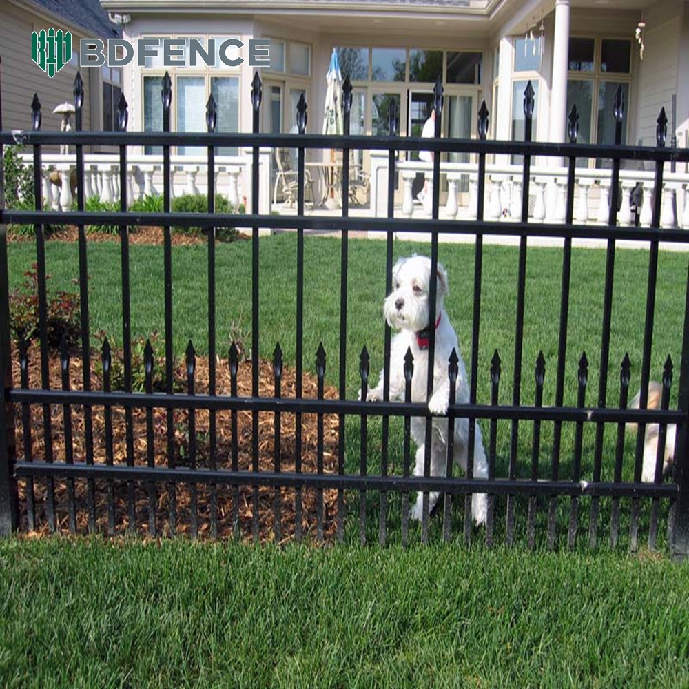 Easily Assembled Metal Fence Garden Ornamental Steel Picket Fence Sliding Gate For Garden Commercial Tubular Fencing