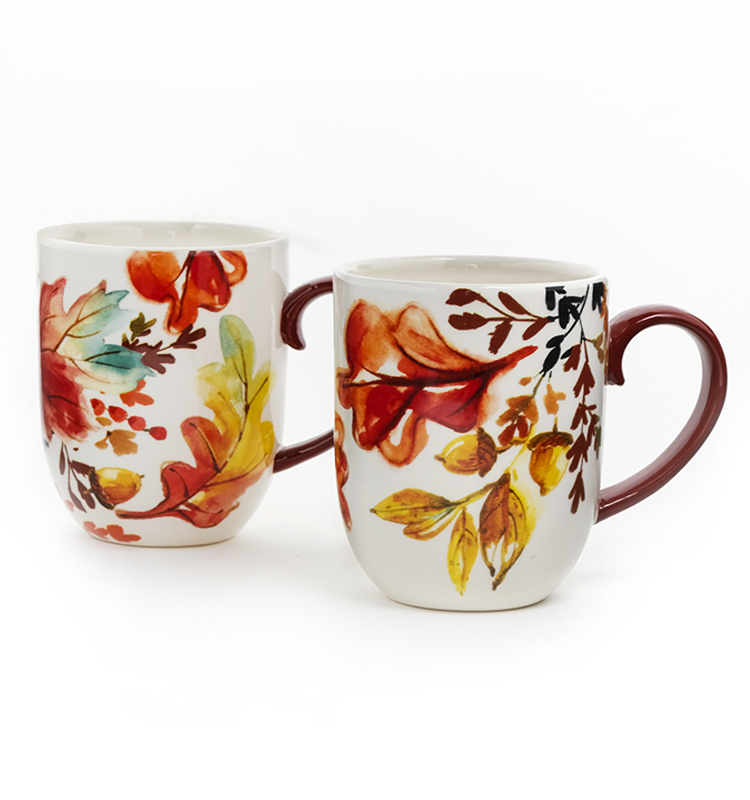 Custom Printed Coffee Mugs Harvest Style Ceramic Mug With 3D Decal In Glaze