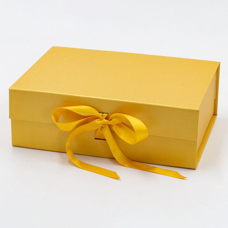 Recycled Materials Custom Magnetic Folding Gift Box with Ribbon Closure Logo Printing