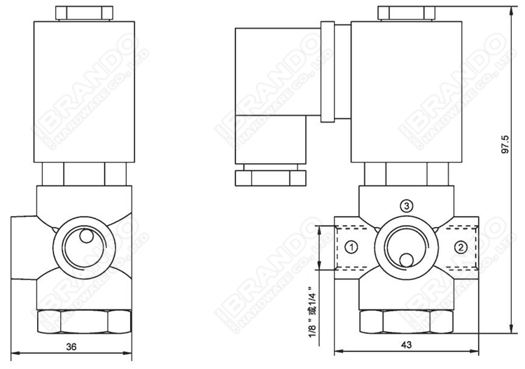 VX32 SMC Type 3 Way Normally Open Brass Solenoid Valve 1/8'' 1/4''