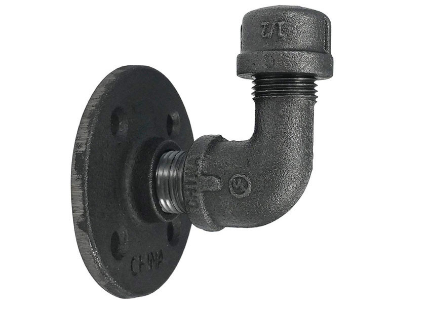 E Coated Industrial Pipe Fitting Wall Shelf , NPT / BSPT Thread Toilet Paper Holder
